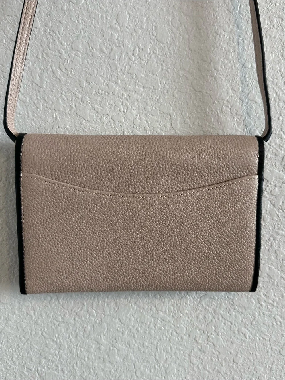 kate spade Pebbled Taupe Crossbody with Black Trim
